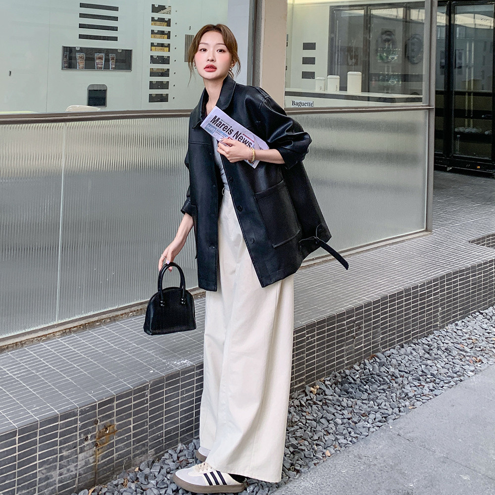 美式复古高级黑色皮衣小外套女2025春秋独特漂亮又酷又飒夹克上衣,女装皮衣,2C258