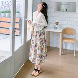 温柔风长款法式碎花连衣裙女2025夏季新款超好看度假风减龄背带裙，女装连衣裙，2D009