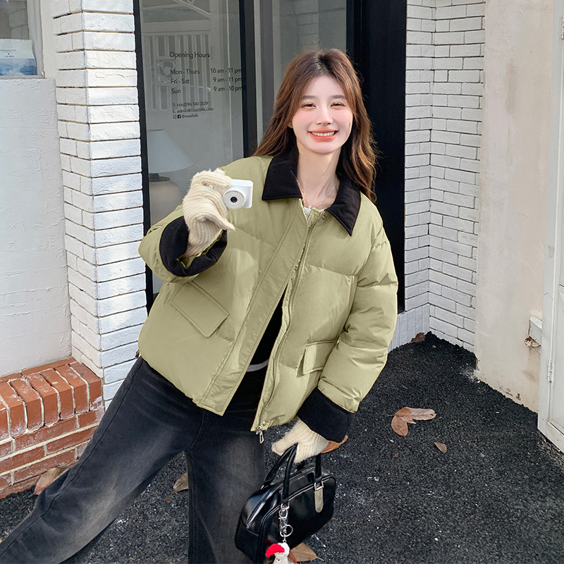 学院风今年流行羽绒服女2024冬季新款超好看加厚保暖白鸭绒面包服,女装羽绒服,维一诺（1D095）