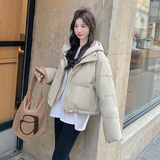 冬季韩系撞色连帽假两件小个子面包服羽绒服皮外套女6117P255K378，女装羽绒服，2C166
