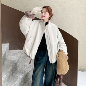 小众设计感两面穿棉服女冬季短款小个子韩版加厚羊羔毛保暖外套图片