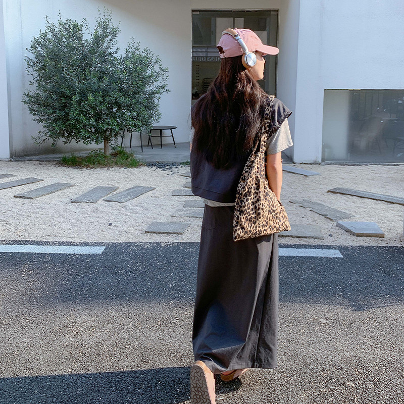 深灰色工装休闲套装裙女2025新款夏季穿搭一整套显瘦半身裙两件套,女装套装/套裙,2D109