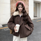 新款咖色立领棉服2C122-5115-P185-K268，女装棉衣/棉服，2C122
