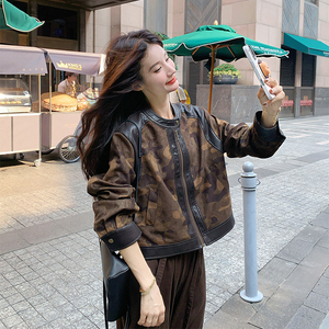美拉德咖色麂皮绒短外套女春秋2025新款超火好看高级小众夹克上衣图片