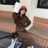 【新款已出货】时尚设计感收腰衬衣裙C161-6135-P165-K228，女装套装/套裙，2C161