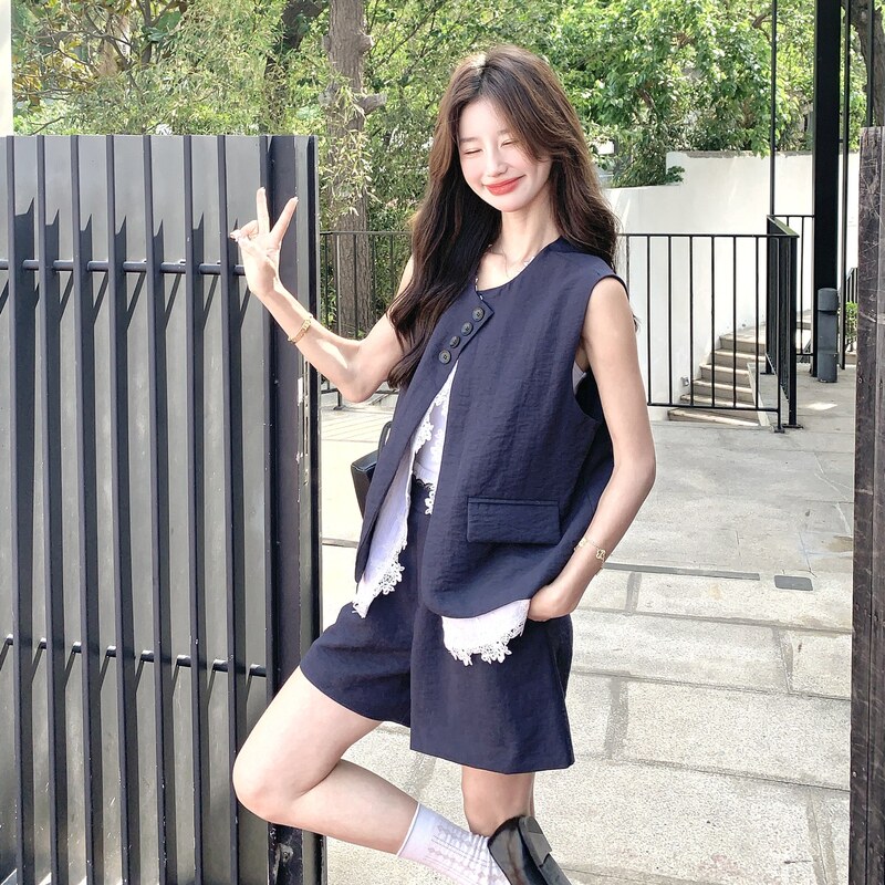 连衣裙套装女装休闲风韩系风小香风时尚套装夏季蓝色气质牛仔针织,女装套装/套裙,2C093