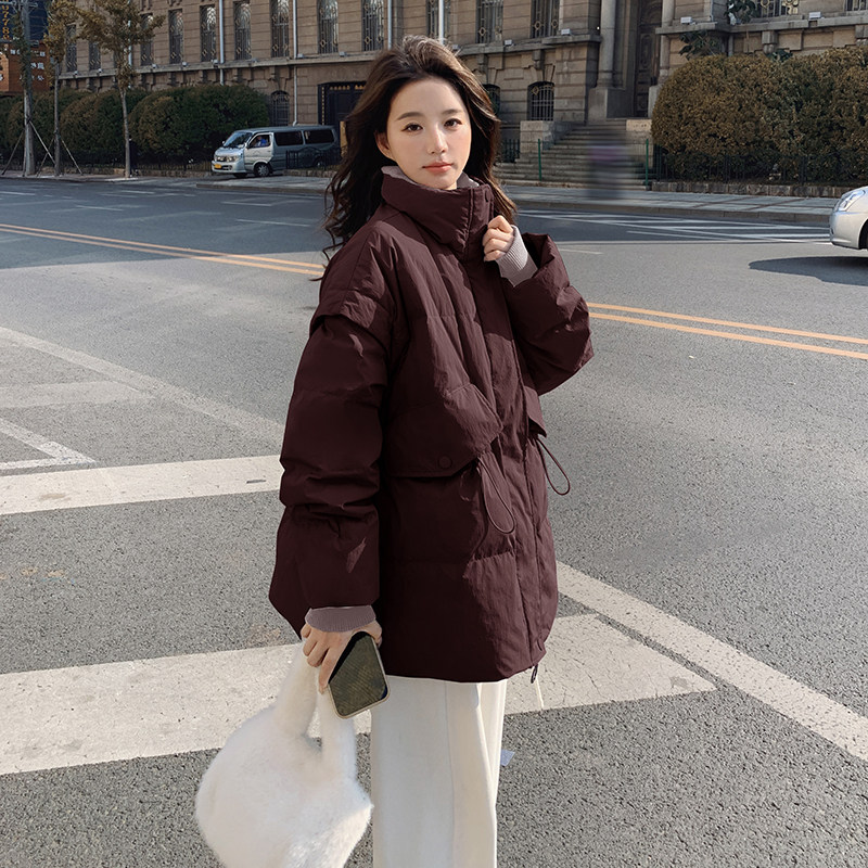 主推大量现货韩版宽松抽绳收腰撞色羽绒服2519-p245-k368,女装羽绒服,2C159