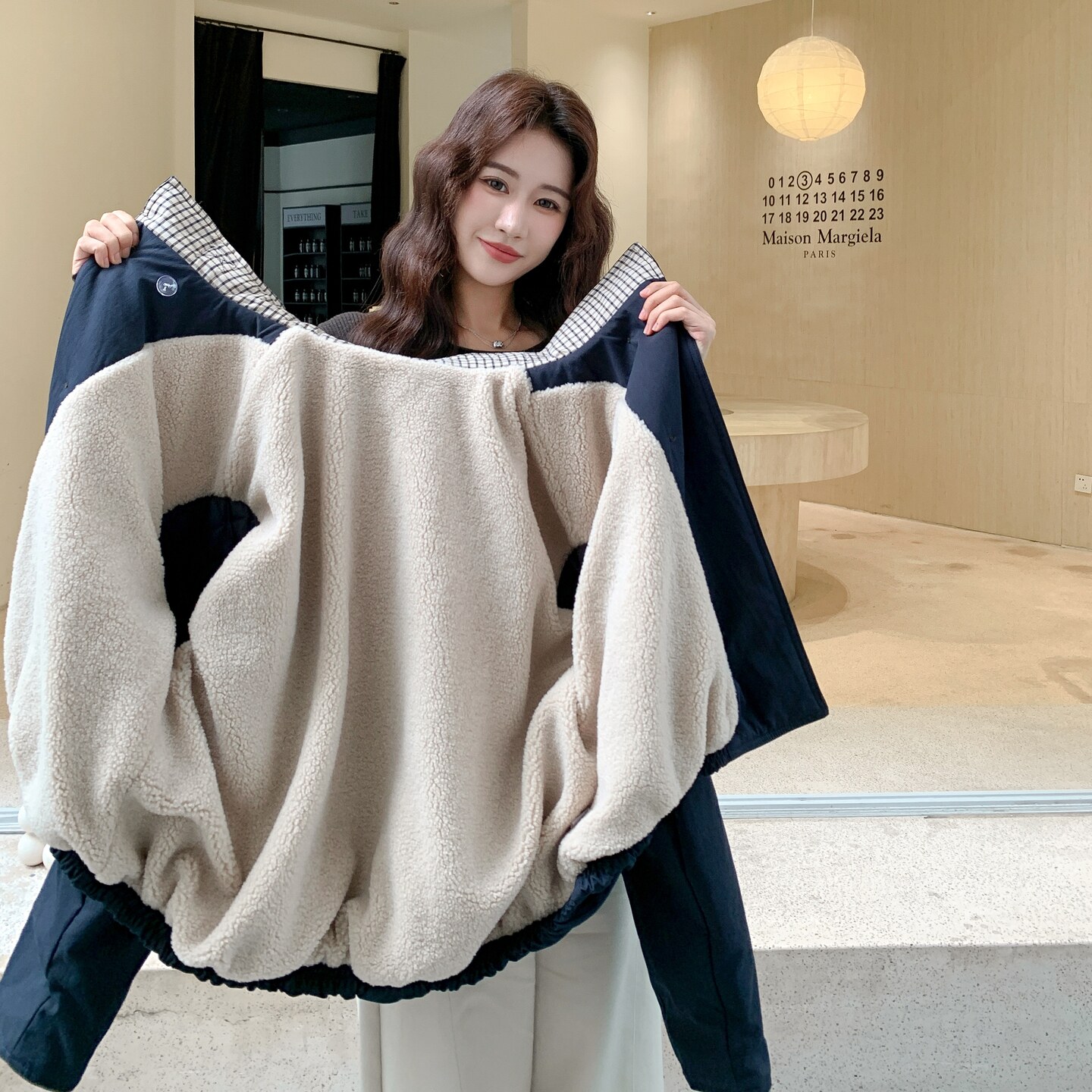 现货!现货！格纹拼接加绒保暖外套2C212-G191-P185-K278,女装棉衣/棉服,2C212