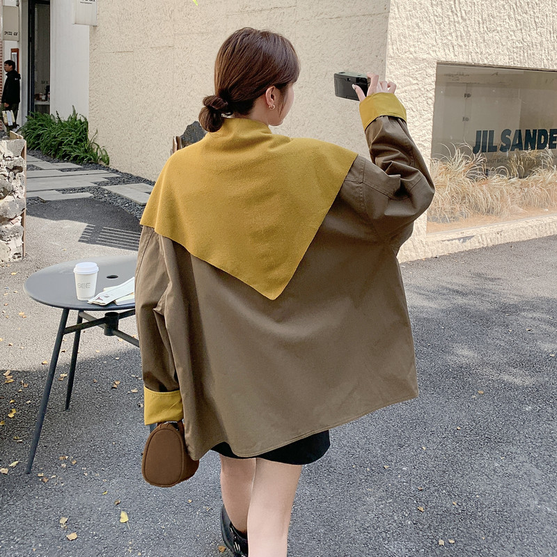 休闲披肩宽松风衣外套女春秋2025新款独特超好看小个子高级感大衣,女装风衣,2C159