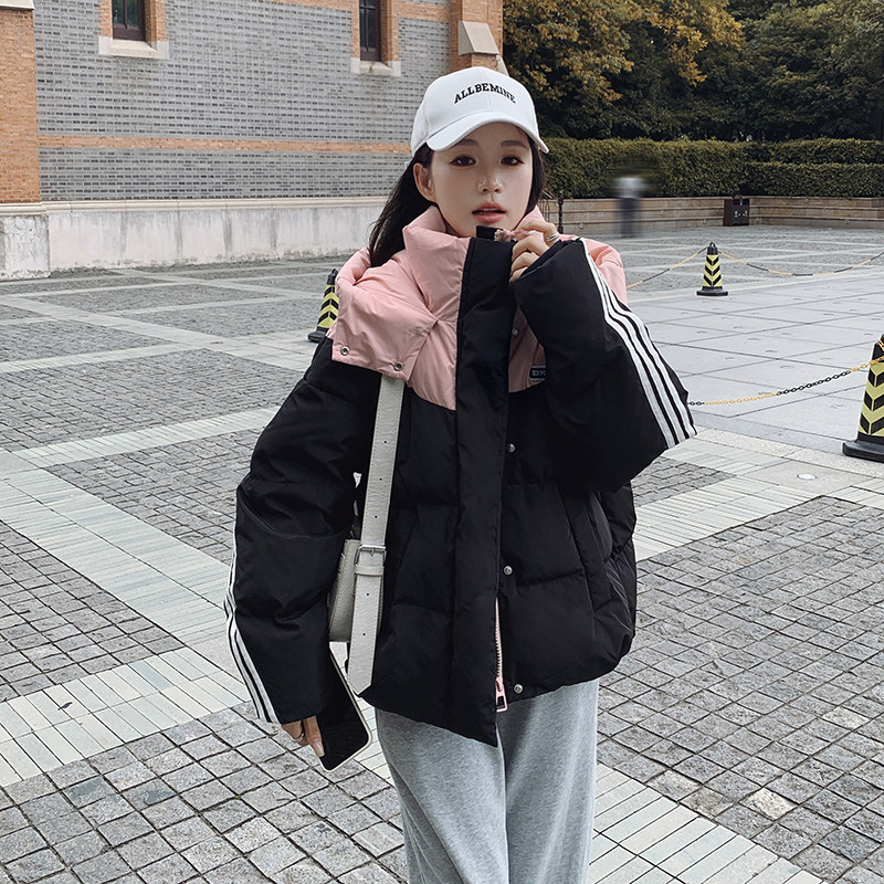 新品大货出2025冬季两色拼接短款棉衣2C032868P165K248,女装棉衣/棉服,2C032
