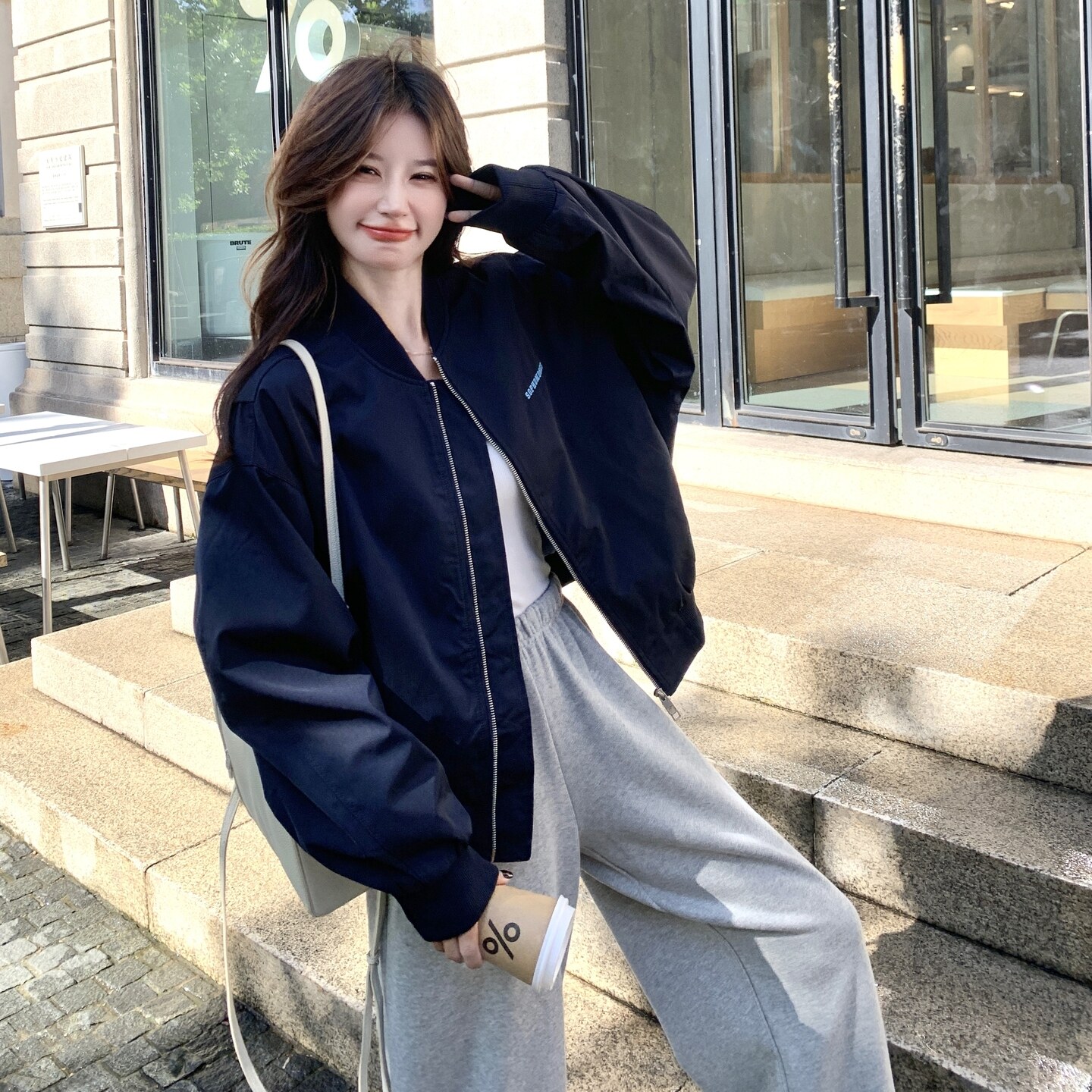 美式复古棒球服女2025秋季新款小个子超好看百搭字母刺绣夹克上衣,女装短外套,2C166
