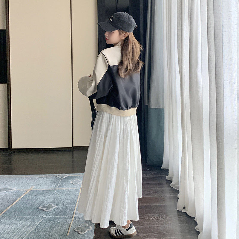 现货：秋装新款拼色休闲宽松夹克棒球服外套2C135-2380P135K198,女装短外套,2C135