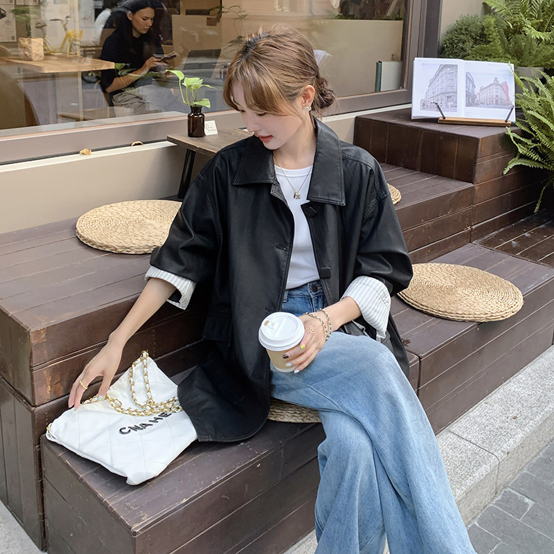 新款现货2025秋装皮风衣外套2c299-8065-P145-K208,女装皮衣,2C299