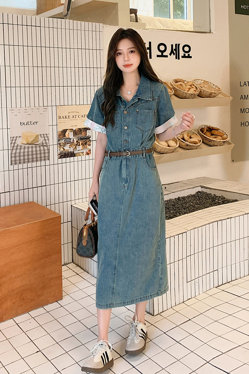 现货，2025夏季主推牛仔精品连衣裙1C042-P135-K205,女装连衣裙,安在秀