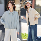 2026春季新款现货韩版气质简约宽松百搭小个子皮衣短款小外套，女装短外套，英标秀（1C119）