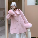 配真狐狸袖毛羊毛大衣-2B115-8638-P310-K398，女装羊绒大衣，2B115