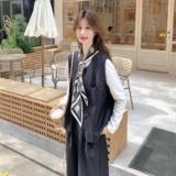 小个子穿搭套装女2025秋季新款韩系松弛感马甲休闲阔腿裤两件套，女装套装/套裙，2C217
