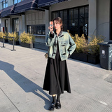现货2025春季女装新款风盘扣牛仔外套百搭休闲女短款外套，女装短外套，2C233