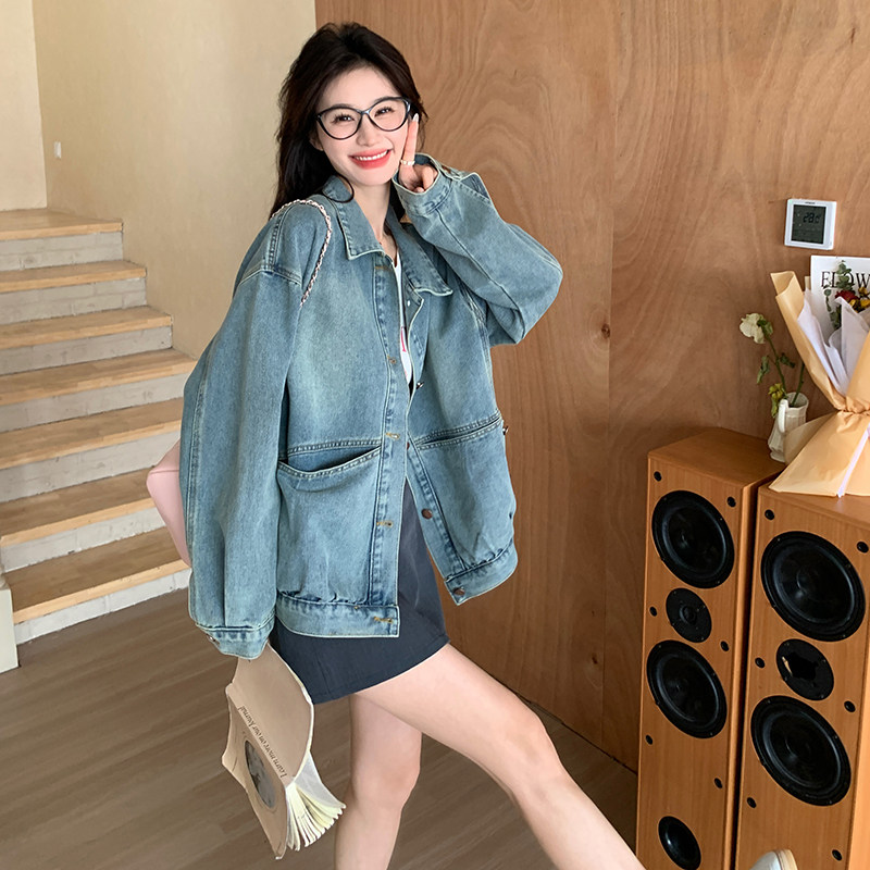 美式复古风短款牛仔外套女春秋2025新款超火好看高级小众夹克上衣,女装短外套,2C200
