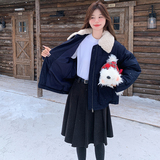 现货：冬装新款韩系休闲羊羔毛翻领短款羽绒服2C135-6839P275K418，女装羽绒服，2C135