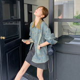 韩系旋律设计感牛仔外套女2025港风复古宽松舒适小个子休闲上衣，女装短外套，2C166