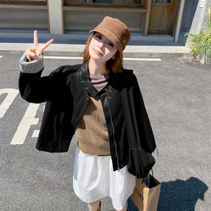 咖色甜酷风韩版皮衣夹克女秋季2025新款小个子休闲显瘦百搭短外套图片