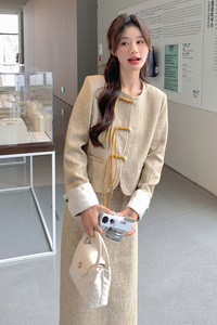 主推风新中式小香风小西装半身裙两件套P215-K278图片