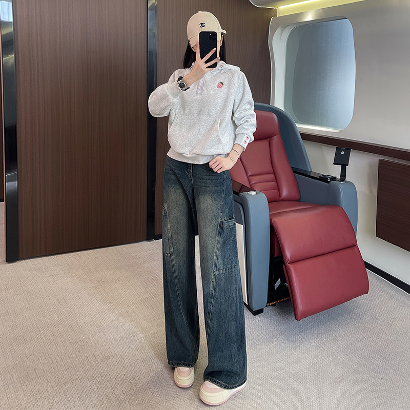 简约大气连帽卫衣休闲牛仔裤两件套潮,女装套装/套裙,2C310