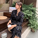 现货2025秋碎花长袖设计感连衣裙2C206-L10-P125-K178，女装连衣裙，2C206
