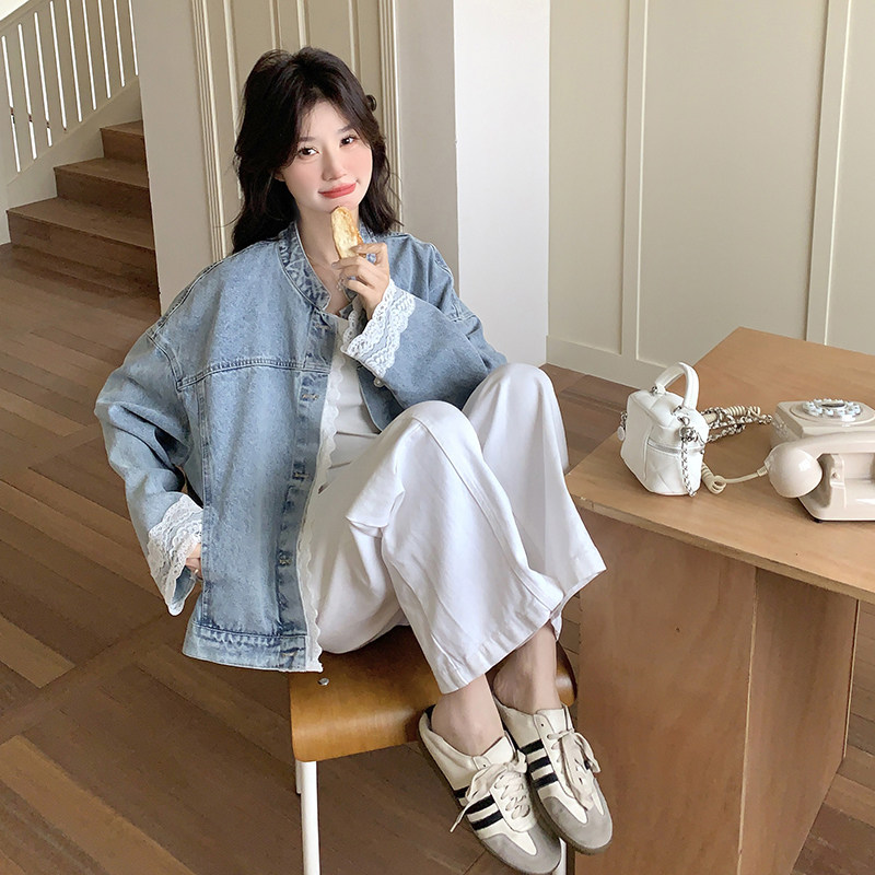 现货花边蕾丝拼接牛仔外套2C117-1752P155K228,女装短外套,2C117