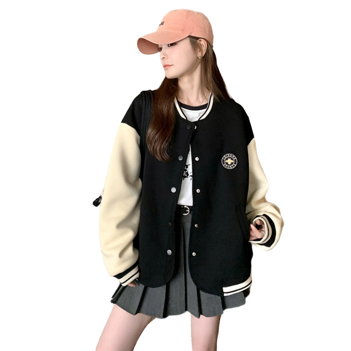 美式复古撞色拼接棒球服外套女2025春秋新款超好看学院风夹克上衣,女装短外套,2C196