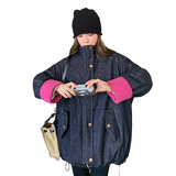 独特设计感牛仔派克羽绒服女冬超火好看高级小众加绒加厚工装外套，女装羽绒服，2C086