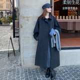 炭黑色韩里韩气时尚双面呢羊毛大衣女2025秋冬季新款气质毛呢外套，女装毛呢外套，2C300