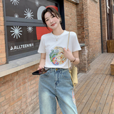 【现货】2025春夏新款新中式重工刺绣白T+风牛仔裤套装，女装套装/套裙，先锋丽姿