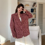红色休闲西装外套小个子女春季2025新款高级感碎花设计感小众西服，女装西装，2C320