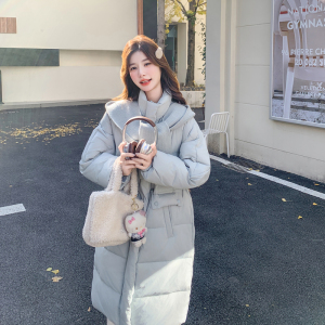 独特漂亮超好看带披肩羽绒服女冬2024年新款多巴胺中长款蓝色外套图片