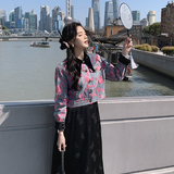 2025新款春季复古印花牛仔短外套，女装短外套，2C222