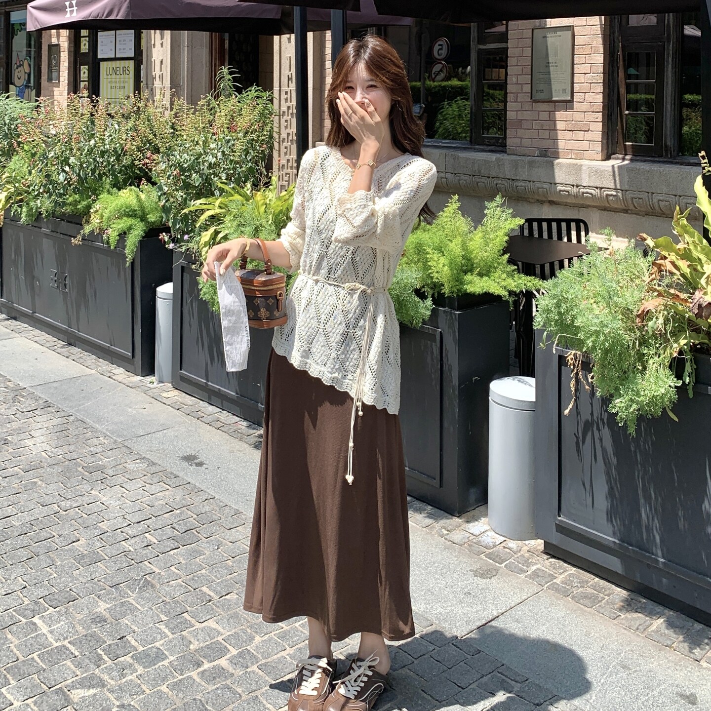 设计感宽松镂空时尚套装女春秋针织衫吊带裙休闲百搭两件套连衣裙,女装连衣裙,2C166