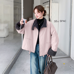 羊羔毛外套宽松加厚保暖棉衣女冬季新款韩系短款小个子立领棉服图片