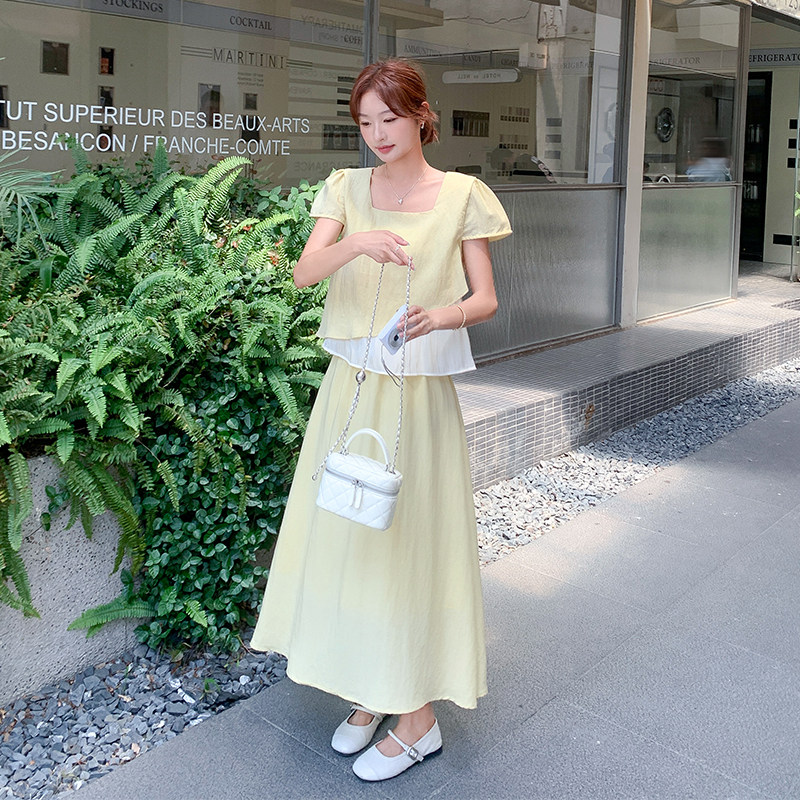 夏季新品假两件小衫＋半裙两件套2C2851850P165K248,女装套装/套裙,2C285