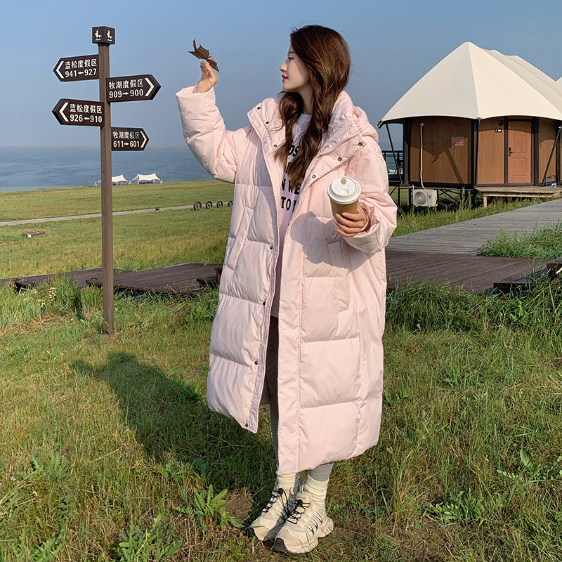 粉色甜美减龄羽绒服女2024冬季新款长款过膝超好看加厚白鸭绒外套,女装羽绒服,2C177