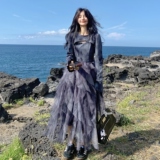 小清新不规则网纱吊带连衣裙套装女春秋2025新款独特超好看长裙子，女装套装/套裙，2C012
