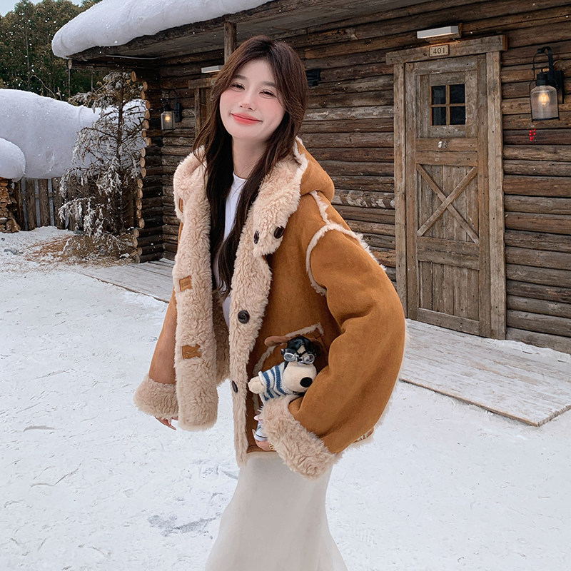 现货2D078-Y3353-P205K328两面穿羊羔毛棉衣,女装棉衣/棉服,2D078