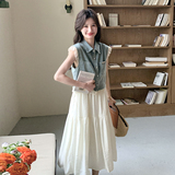 主推现货25夏装新款吊带+牛仔短袖外套两件套蕾丝拼接仙气套裙，女装套装/套裙，衣珂纱朗