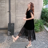 金丝绒连衣裙2c323-1168-160，女装连衣裙，2C323
