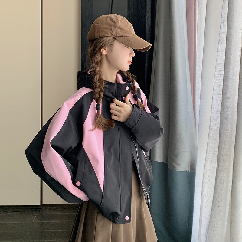 主推现货！24新款春装外套风衣撞色冲锋衣女1C086-1623-P140-K206,女装风衣,2D044