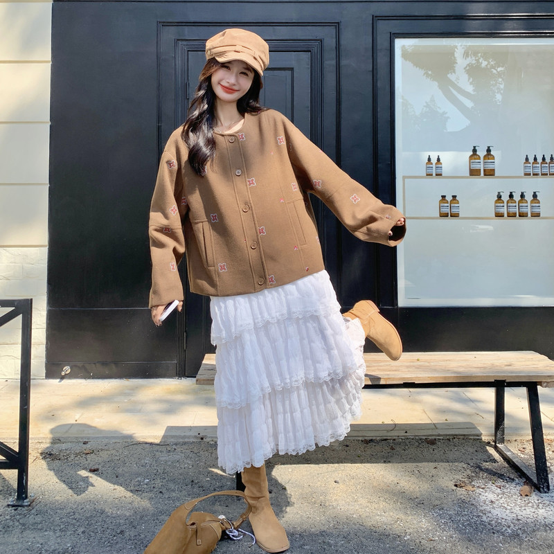 咖色复古美拉德刺绣麂皮绒短外套女秋天2025新款韩版炸街时尚夹克图片