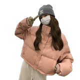 高级感超好看短款立领pu皮羽绒服女冬2026新款小个子面包服厚外套，女装，2C088