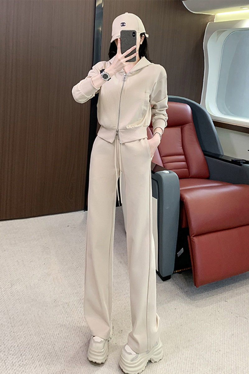 盐系休闲运动修身显瘦高腰卫衣卫裤套装女,女装套装/套裙,2C310