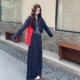 日系百搭设计款外套阔腿裤套装女2025秋季新款复古格子吊带三件套，女装套装/套裙，2C217
